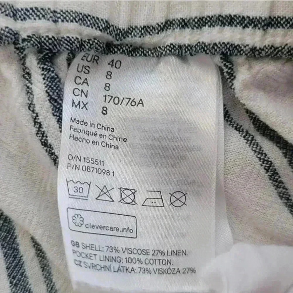 H&M Womens 8 Striped Tie waist shorts - Picture 3 of 3